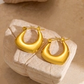 Boucles d'oreilles créoles en U en acier titane plaqué or 18 carats au design épuré - EH124/U Géométrique Brillant