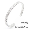 Silver twisted rope cuff bracelet with 60x7mm inner diameter and spiral texture - Style B Steel Color (KB184849-KFC)