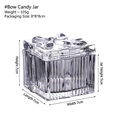 Transparent vertical stripe glass jar with bow lid detail and 7cm dimensions - Square Bowknot Jewelry Box