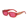 Detail of red oval sunglasses with golden dragon carvings and pink tinted lenses - Handmade Items Ship In 3-4 Days / C5
