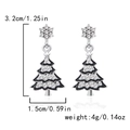Orecchini ad albero di Natale con smalto nero e strass inclusi dettagli su dimensioni e peso - Albero di Natale Argento Nero 3.2cm (ER24Y0392)