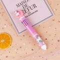 Pink 10-color unicorn ballpoint pen with cute unicorn and moon topper for students - Pink Moon Unicorn