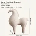 Abstract Tang horse resin sculpture in cream white finish for home decor accents - Beige White Large