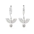Silver bird hoop earrings with sparkling zircon drop in a bird-shaped flying design - Silver Bird with White Zirconia (PDE929)