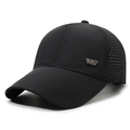 Leichte schwarze schnelltrocknende Baseballkappe mit lasergeschnittenem Netzgewebe - Verstellbar / Schwarz