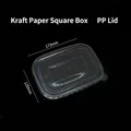 Translucent dark grey PP lid for kraft paper food containers, size 173mm x 120mm - Heat Resistant Universal / PP Lid for Rectangular Box