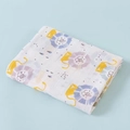 Soft double layer cotton gauze baby swaddle with yellow cartoon lion print on white - Little Lion
