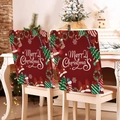 Detailed close-up of red Christmas chair covers with Merry Christmas festive pattern - Red White Cursive Word (YT01-11)
