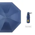 Parapluie pliant compact Bleu Paris avec protection UV UPF50+ et étui de transport - Bleu Marine / Sac À Dos De 53 Cm (21 Pouces) À 8 Côtes Coloris Varié Poignée Ronde Pliable En Cinq Parties