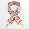 Adjustable leopard print canvas bag strap with pink and red patterns and gold hardware - Gold Buckle / No.4 Grey Blue Pink