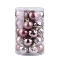 Set di palline di Natale rosa e viola con texture miste in una confezione cilindrica - Oro rosa