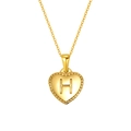 Golden heart-shaped necklace featuring a high-polish letter H pendant on a white background - Letter H Style (S-P151-H)