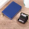Royal blue litchi leather accordion card wallet with 9 card slots and gold zipper - 9 Card Slots + 2 Multi-functional Slots / Sapphire Blue