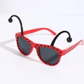 Kids ladybug sunglasses with red black polka dot frame and spring antennas - Red Glasses with Long Antennae