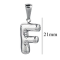 Mini 21mm silver stainless steel bubble letter F pendant with radial texture for DIY jewelry - Letter F / Steel