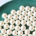 Glossy white round ABS imitation pearls for DIY crafts and jewelry making accessories - Off White