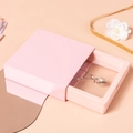 Pink PE film jewelry storage box with drawer design and transparent display window - Hard Box Nude Pink; 7*7*2