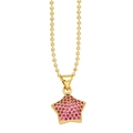 Collana con catena a sfere dorata e pendente a stella con brillanti zirconi rosa - Rosa Rossa