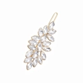 Elegant gold leaf-shaped hair clip with sparkling rhinestones on a clean white background - Gold (E5316)