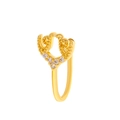 U-shaped non-pierced gold nose clip with crystal honey bee and clear zircon inlay - Bull Head Style (WG-1185) / Gold