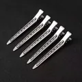 Set of 5 professional silver stainless steel hair styling clips with duckbill design - Large (1pc) / Silver