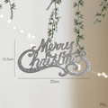 Silver glitter Merry Christmas hanging sign 20cm x 10.5cm for DIY holiday decor - Sequined Letter Sign / Silver