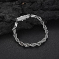 Pulsera de cadena de cuerda plateada de 6mm para hombre con cierre cilíndrico de cristales - 9 pulgadas / Color Acero