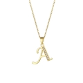 18K gold plated stainless steel necklace with sparkling zircon letter A pendant - Letter A