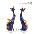 Abstract water transfer cat statues in blue-purple galaxy print with elegant gold accents - KY184 Galaxy Purple
