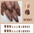 Uñas postizas de bailarina marrón caramelo con purpurina degradada, set de 24 - Degradado Marrón Moca Purpurina (W3061)