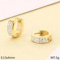 Elegant gold huggie earrings with double row sparkling rhinestones, 13x4mm and 3g weight - Double Row Gold (KE112934-GC)