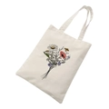 Daisy floral print canvas tote bag in off-white finish with artistic flower pattern - Elegant Hand-drawn Flower Bundle