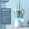 Electric makeup brush cleaner with USB charging, white base and blue light cleaning - New Model White (Plug-in)