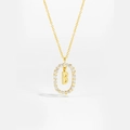 Detail of s925 silver 18K gold letter B necklace with sparkling diamond pendant - Letter B