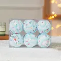 6-pack of sky blue and white swirl Christmas ball ornaments with foam beads in a box - Sky Blue 6pcs