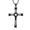 Halskette aus Titanstahl mit einem schwarzen, diamantbesetzten Kreuzanhänger - Schwarzes Kreuz Mit Strasssteinen / Schwarz (KP57823-K)
