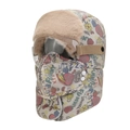 Winter bomber hat with light grey cartoon graffiti, faux fur lining and goggles - Glasses Style / Off White