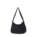 Black quilted nylon cloud tote bag with spacious interior for daily commute - Black