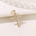 Ciondolo a stella a otto punte dorato con zirconi incastonati e anello - Stile Stella a Otto Punte / Oro-Stella a Otto Punte