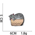 Embroidered sleeping cat patch measuring 5cm x 6cm with detailed grey stripe pattern - 9# Grey Tabby Cat Lying