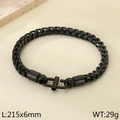 Pulsera de hombre en acero inoxidable negro con cadena de dragón largo 215mm ancho 6mm - Negro