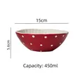 Red mushroom ceramic bowl with white polka dots, 15cm diameter, 450ml capacity for home use - Tz-306 Mushroom-style 6-inch Bowl