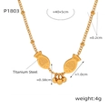 Collier en acier titane doré avec pendentif double poisson et perles, style minimaliste - Collier Doré (P1803) / Doré