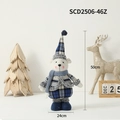 50cm Blue plaid polar bear plush toy, Mediterranean style Christmas decoration figurine - Short-legged Standing Polar Bear