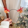 Christmas reindeer antlers headband with bells, cute red holiday hair accessory for kids and adults. - Red Antlers With Bells