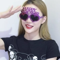 Purple Happy New Year party glasses with metallic finish and heart shaped lenses - Purple Electroplated Heart New Year Glasses