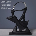 Abstract Latin dancer figurine in matte black and silver finish, 28cm height - Silver-Latin Dance