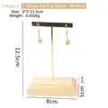 T-bar earring display stand with gold metal frame and solid wood base size medium - T-Shape Earring Stand - Medium