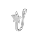 Silver star-shaped non-pierced copper nose cuff with sparkling zircon inlay - Pentagram Style (G-252) / Silver