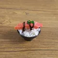 Miniature salmon sashimi sushi bowl food model for decoration, weighs approx 34g - Pink Sea Fish Sushi - No Hook / 5CM Diameter